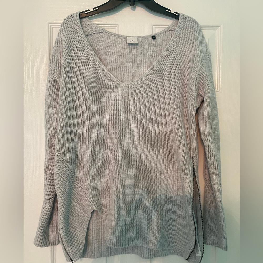 Cabi sweater gray asymmetrical zippers. Size M